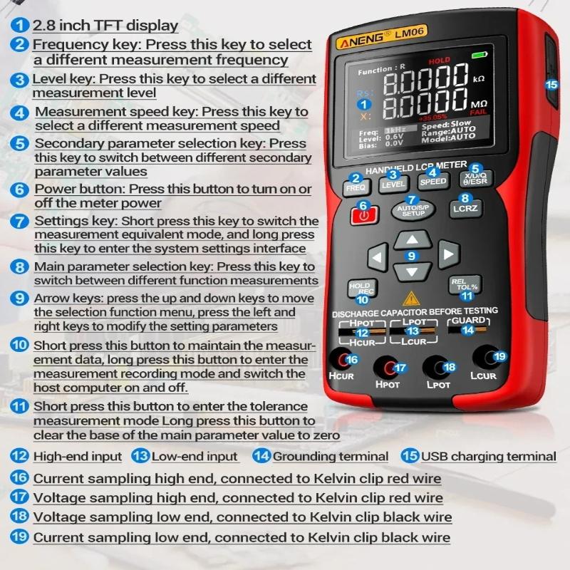 2026 ANENG LM06 Digital LCR Meter Smart Tweezer High Precision ESR Resistance Capacitance Inductance Tester for Electronic Repair With Digital Display