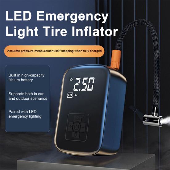 Car Tire Inflator Mini Air Compressor with LED Light Rechargeable Portable Electric Air Pump Motorcycle Bicycle Tire Air Filling Pump