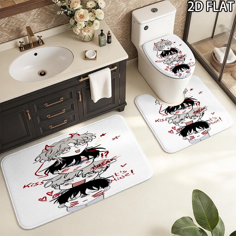Low Tide Twilight 3Pcs Flannel Toilet Mat Set Bathroom Rug Bath Carpet Non Slip Home Decor Toilet 3 Pcs Bathroom Textile Set
