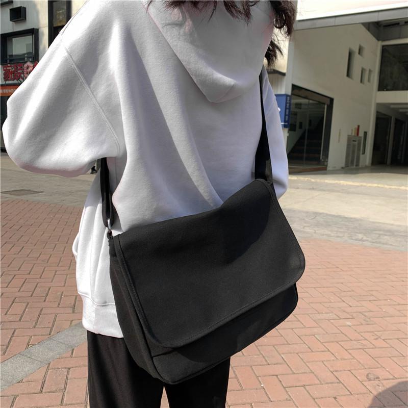 Teenager Canvas Shoulder Crossbody Bag Cotton Cloth Big Satchels Unisex Cross Body Bag Large Messenger Bags