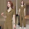 2024 Summer Women's Casual Sports Suit: Slim Fit, Fashionable Ice Silk with Wide-Leg Pants