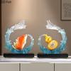 Lucky Carp Gourd Sculpture Decoration Office Desktop Decoration Creative Resin Crafts Statue Chinese Wedding and New Year Gift