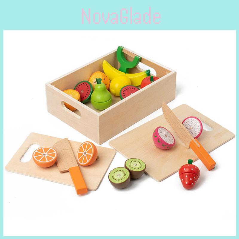 Wooden Imaginative Play Kitchen Set With Magnetic Fruits For Kids Learning And Entertainment