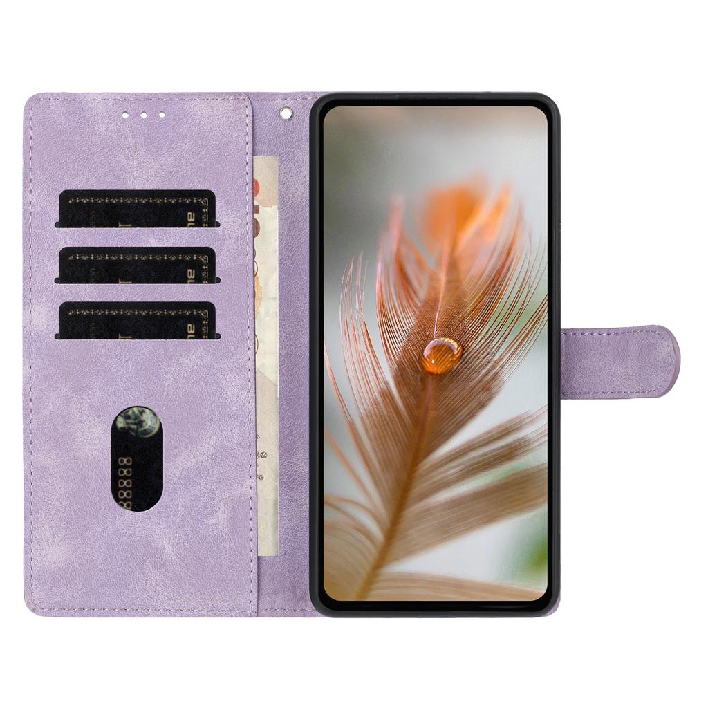 For Samsung Galaxy A35 5G Case Imprinted Feather PU Leather Wallet Phone Cover with Wrist Strap