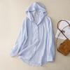 Летне-весенняя женская тонкая солнцезащитная одежда с капюшоном в корейском стиле, модная, повседневная, пляжная, рубашка для кондиционирования воздуха