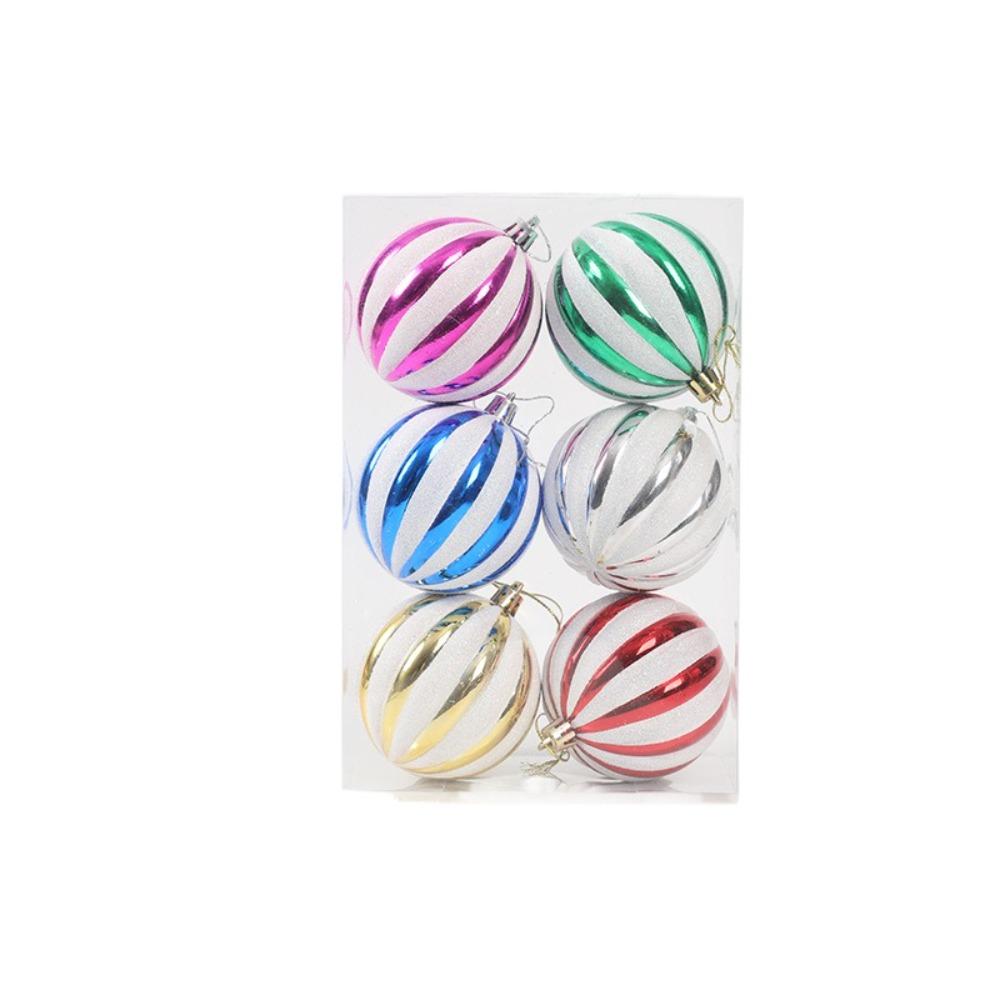 6pcs Crafts Plastic Christmas Ball Set Creative 6/8cm Christmas Tree Pendant Waterproof Delicate Hanging Ornament New Year