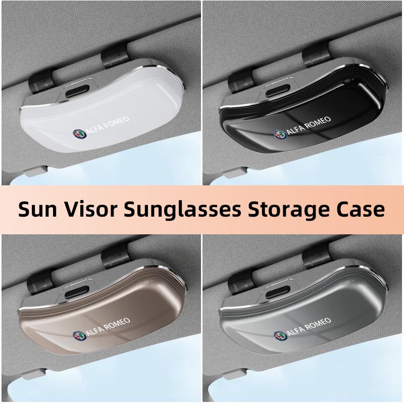 For Alfa Romeo Car Sun Visor Glasses Case Car Sunglasses Storage Box For Alfa Romeo 156 159 147 4C 8C 166 Giulia Giulietta Mito 