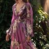 2025 Winter, New Women's V-neck Long-sleeved Printed Pendulum Dress New