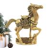 Латунная статуэтка лошади Маленькое украшение 2026 год Лошади Металлические поделки с золотой монетой Символизирует богатство удачу подарок настольное украшение