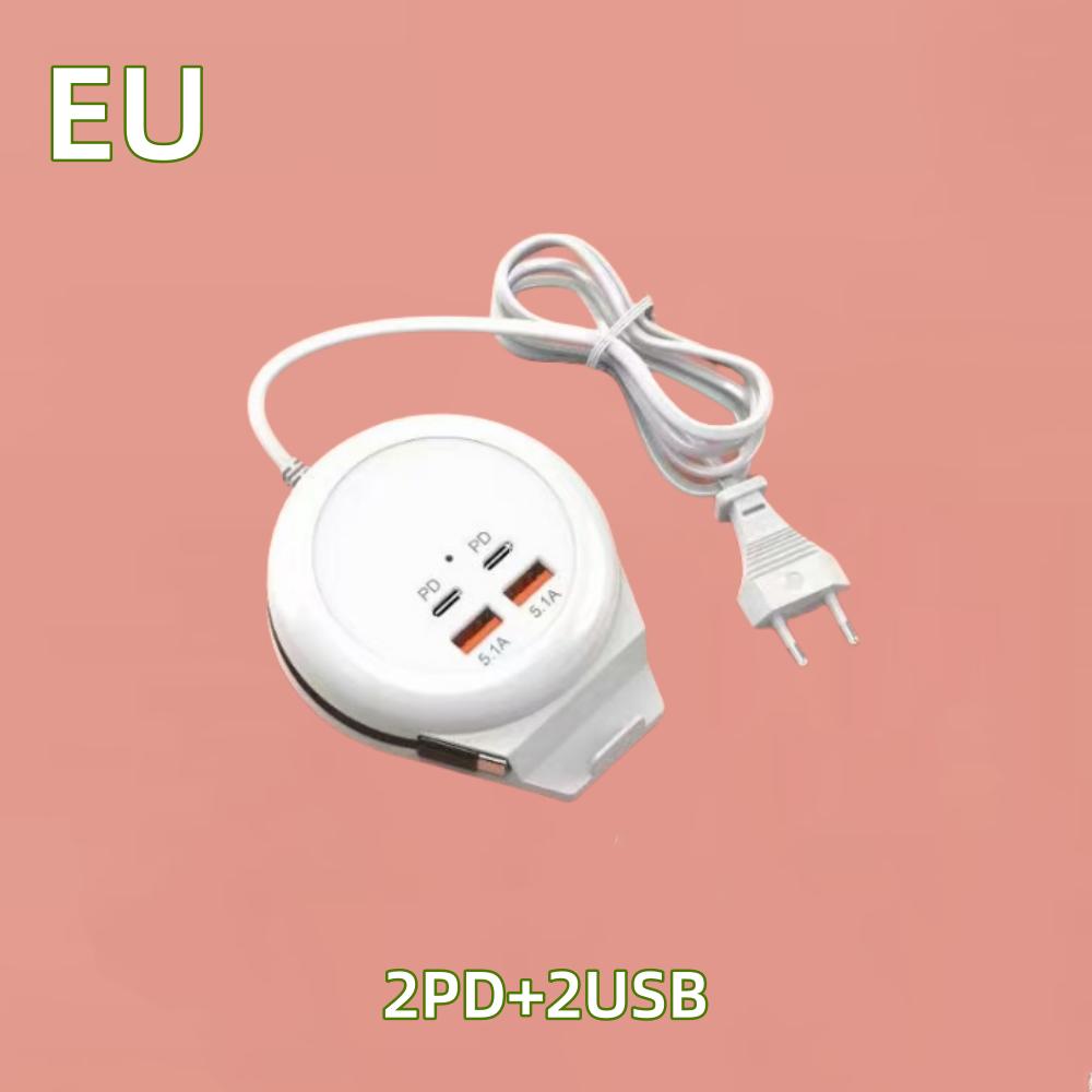 Зарядное устройство USB C, 4 порта с кабелем типа C, высокоскоростная настенная розетка 5,1 А, адаптер для быстрой зарядки мобильного телефона, удлинитель USB-концентратора для дома