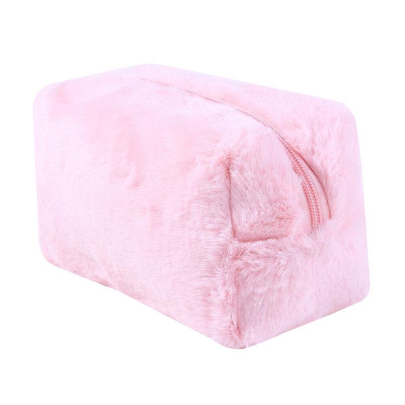 Меховые косметички для женщин, мягкая дорожная косметичка-органайзер, чехол для макияжа для молодых девушек, необходимые вещи, 1 шт., однотонные сумки