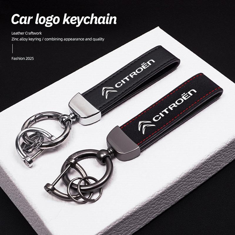 Car Logo Keychain Zinc Alloy Key Ring Accessories For Citroen C5X e-C4 X e-C3 C4 C3 C5 C-Elysee C-Crosser Berlingo C1 C6 C2 FL7