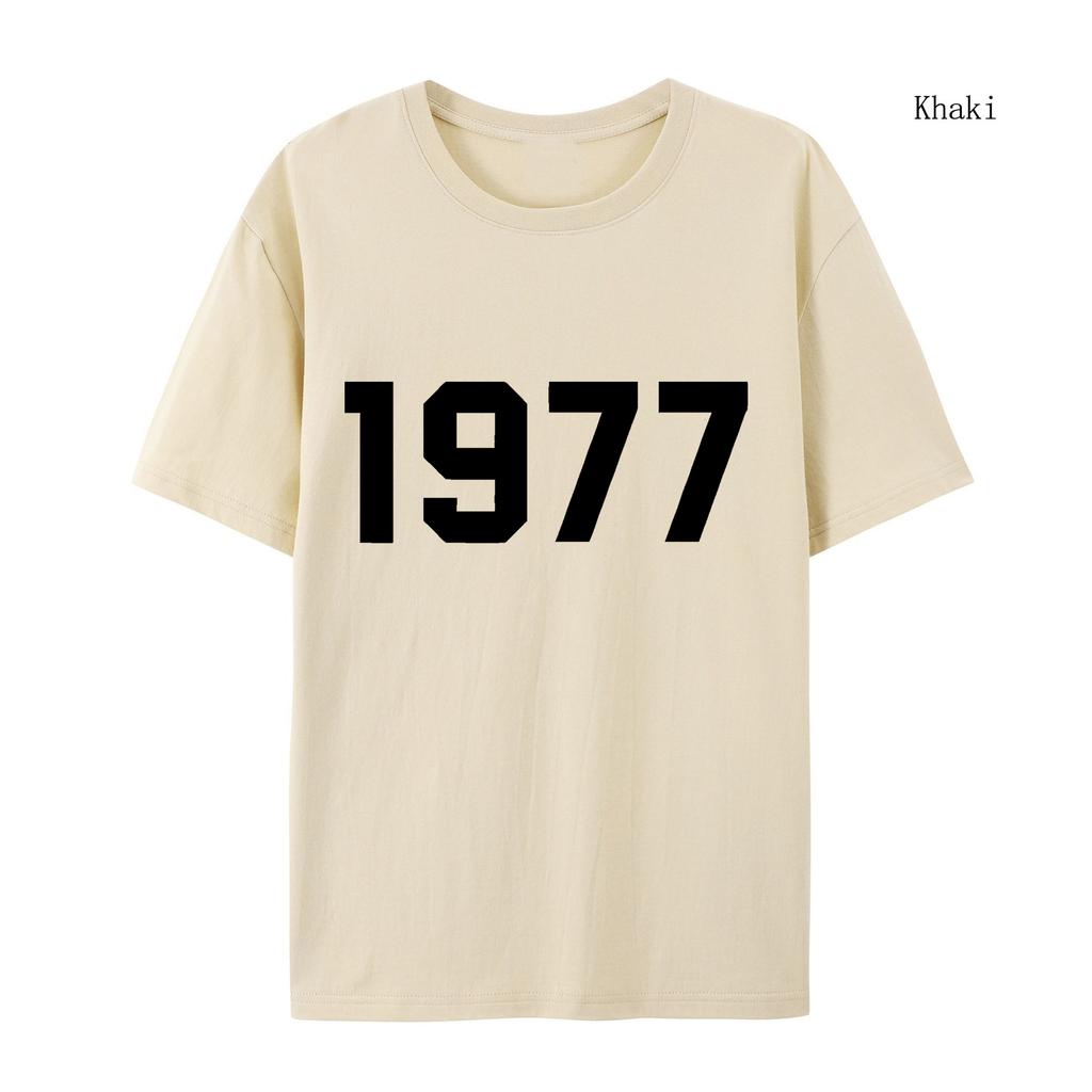 1977 Хлопковая футболка для мужчин и женщин, модный бренд High Street, свободная флисовая хлопковая футболка, осенне-зимняя теплая хлопковая футболка