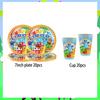 Cartoon Colorful Squares Theme Birthday Party Decorations Rainbow Characters Party Supplie Plates Tablecloth Banners Baby Shower