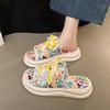 Fashion Casual Graffiti Thick-soled Slippers Women's Summer Wear 2025 New Niche Design Stepping On Shit Beach Sandals