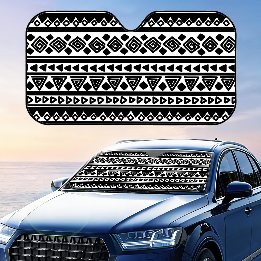 Ethnic Style Sun Visor Reusable Aluminum Foil Windshield UV Protection Heat Insulation Cover Foldable Sun Visor Shade