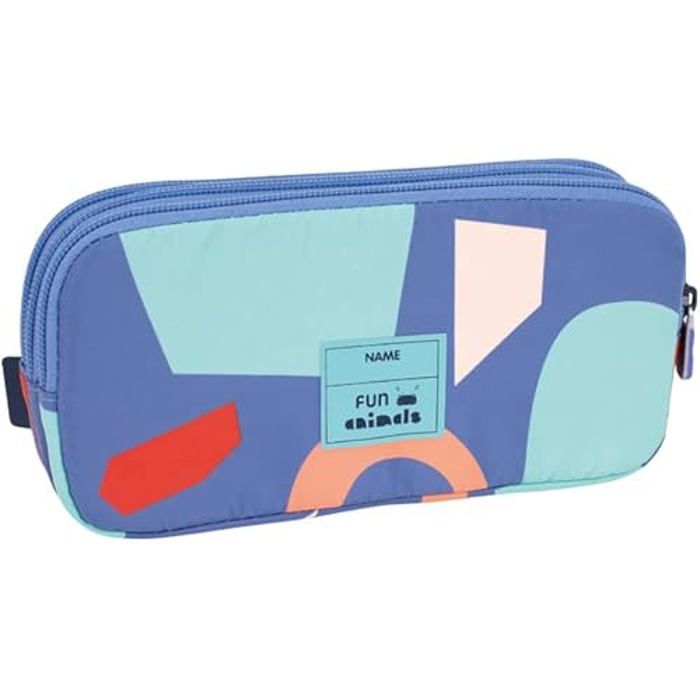 Trousse - MILAN® - Fun Animals - 3 Compartiments - Synthétique - Bleu/Vert turquoise