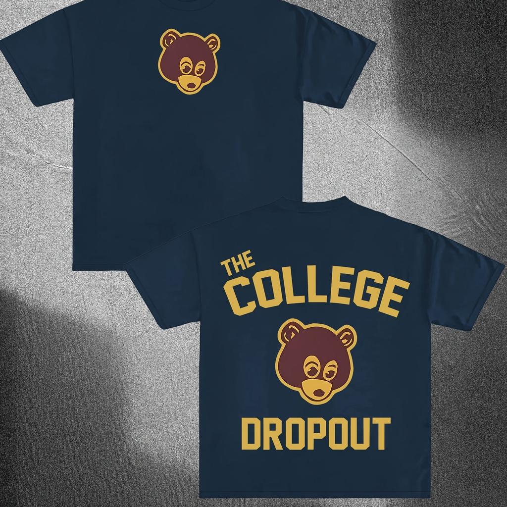 Лучший известный Канье Уэст The College Dropout Graphics Футболка Мужская Женская Хип-Хоп Рэп Винтажные Футболки Мужская Повседневная Футболка Большого Размера