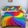 Three-Piece 3D Digital Printing Rainbow Color Striped Quilt Set Three-Piece Bedding