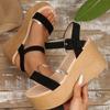 Wedge Sandals 2025 Weave Platform Plus Size High Heel Sandalias Thick Bottom Retro Open Toe Ladies Shoes