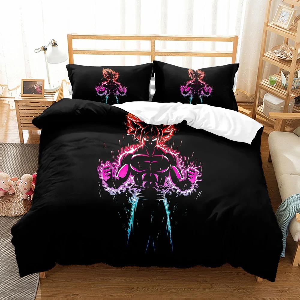 Comfortable Anime Print Bedding Set With Duvet Cover And Pillowcases King Queen Twin Sizes For All Ages
