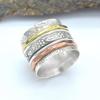 Solid 925 Silver Ring, Meditation Ring, Spinner Ring, Three Tone Ring, Handmade Ring, Designer Ring, Spinner Band, Boho Ring