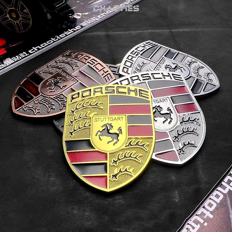 AFUHD1 3D Metal Car Emblem Hood Front Modification Sticker Body Badge Creative Decorative Decal For Porsche Panamera Cayenne 911 Cayman