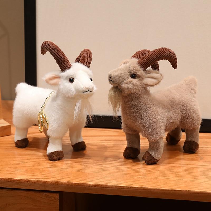 Милая серия животных ранчо, мягкая, милая, имитация коричнево-белой козы, горная, реалистичная, плюшевая игрушка, набитая овца, подарок на день рождения, для детей