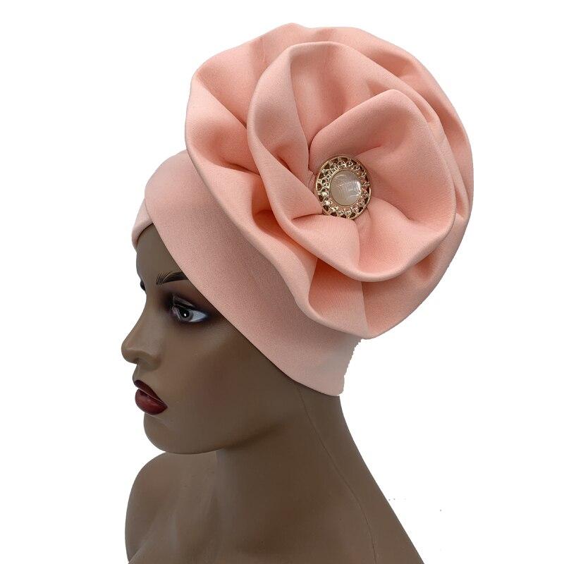Fashion Women Big Flower Muslim Turban Bonnet Female Beanies Hat Party Headwear Cap