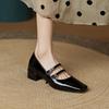 Весенние женские новые модные туфли на плоской подошве в стиле французского ретро с квадратной линией головы и толстым каблуком, нескользящие женские туфли Мэри Джейн