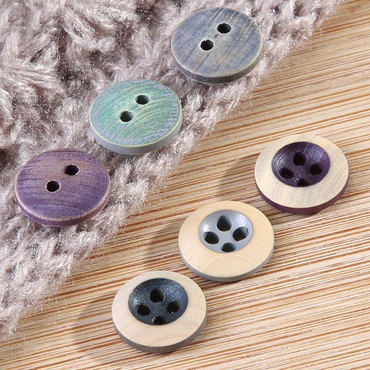 Solid Wood Shirt Button Shirt Wooden Button Children Baby Clothes Cardigan Shirt Decorative Round Buttons