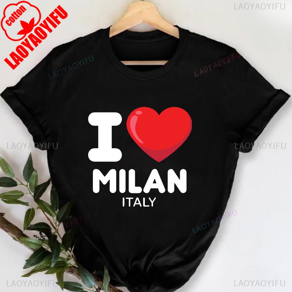 MILANO ITALY Футболка с принтом букв, с круглым вырезом, повседневная, с коротким рукавом, для весны и лета, женская одежда, День святого Валентина