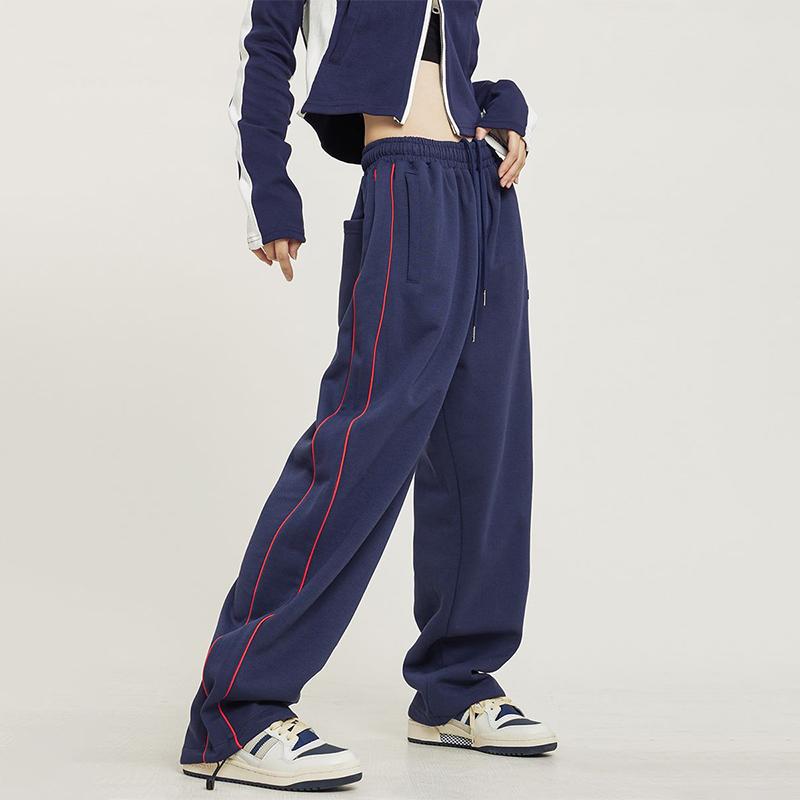 Hippie Black Striped Jogging Sweatpants Women Vintage Harajuku Streetwear Oversized Sports Pants Drawstring Mopping Trousers