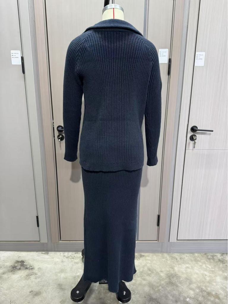 Женский вязаный комплект: свитер и юбка миди – Осенняя коллекция 2025, европейская/американская мода