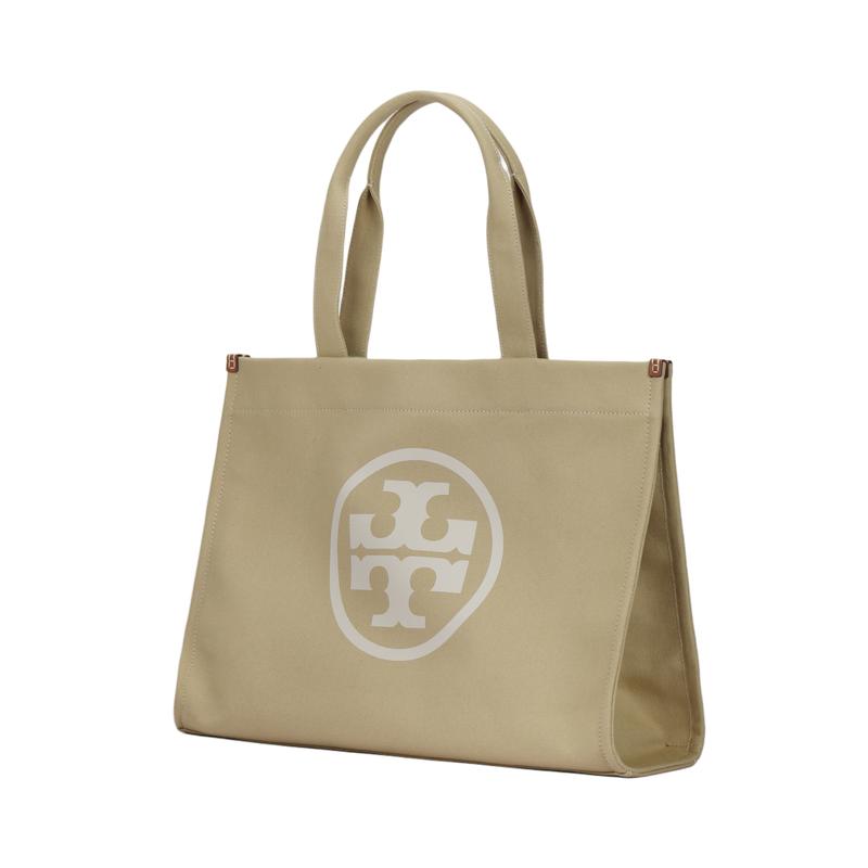 Tory Burch Сумка на плечо из хлопкового холста Ella с логотипом, украшенная скрытым магнитным мостом, цвет Пекан 148792-275