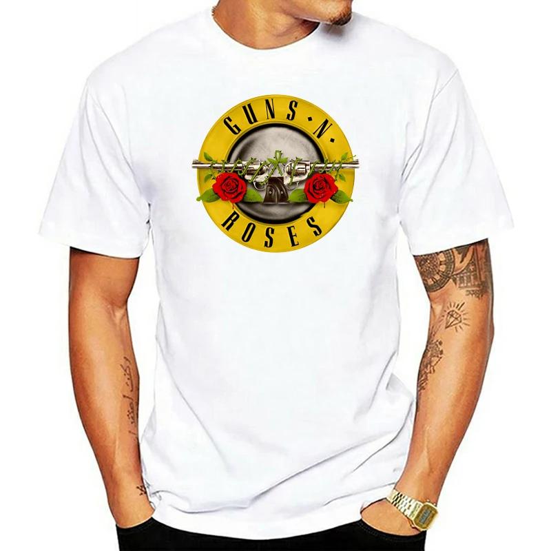 Футболка Tee-shirt Homme Топы Мужские Хлопковая Футболка Летняя Футболка Guns N Roses Логотип-пуля Черная Мужская Графическая