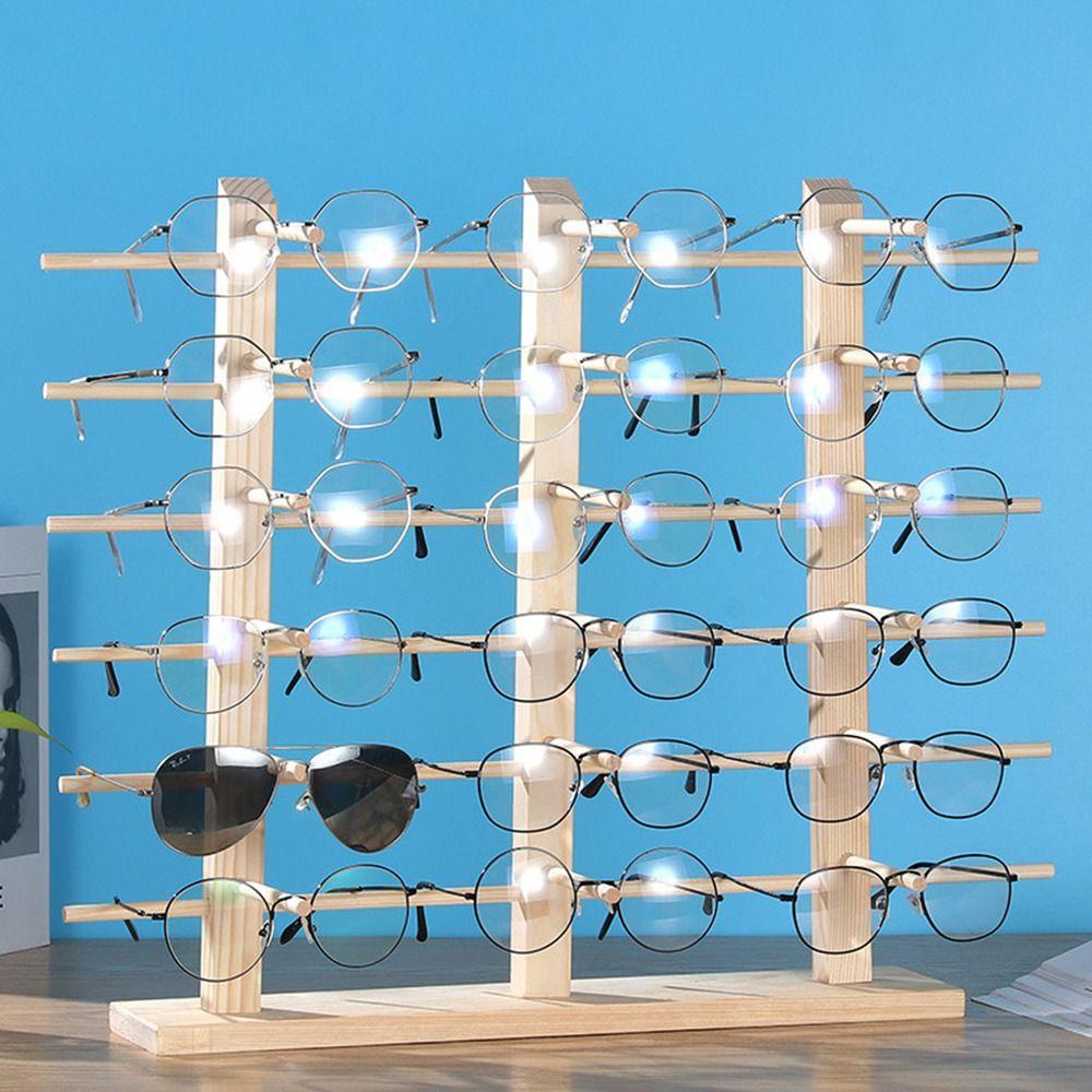 Держатель Хранение Органайзер для Очков Полка Стойка для Демонстрации Солнцезащитных Очков Подставка из Массива Дерева Поднос для Оправ для Очков