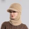Winter Velvet Cap Scarf One-body Knit Cap Women Cycling Ear Protection Warm Wool Pullover Cap Outdoor Ski Cap  Beanies