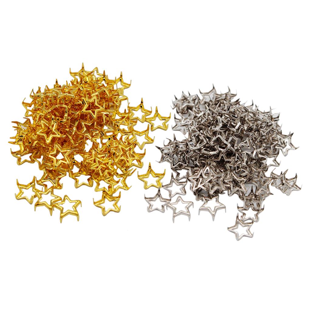 100Pcs Punk Star Stud Rivets Pentagram Claw Nailheads Leather Crafts