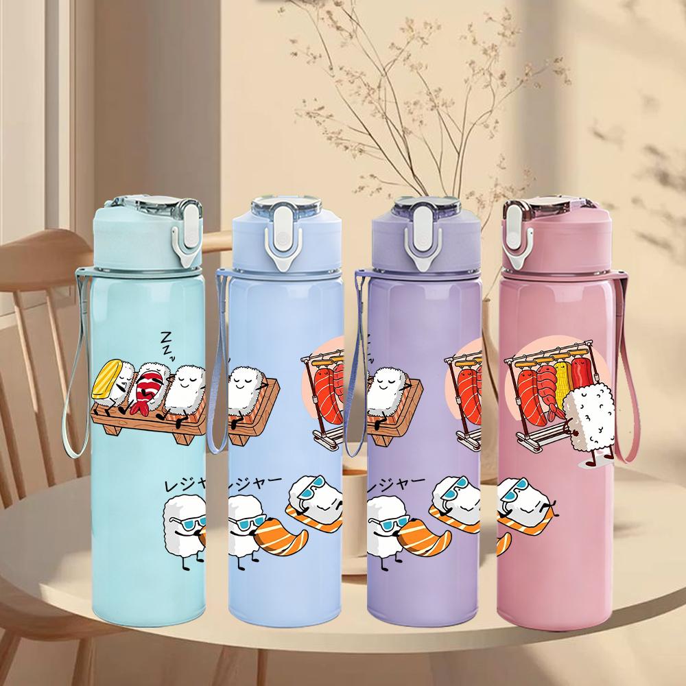 1PC Cocktail Drink Party Layout 750ml Color Plastic Water Bottle Leakproof Flip Straw Lid For Sports Office Home Use