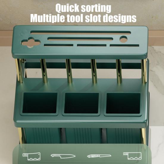 Storage Rack Kitchen Utensils Organizer Multiple Compartments Removable Chopsticks Spoons Kitchen Counter Shelf