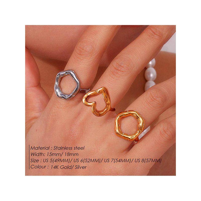 Emanco Fashion Niche Style Ins Style 18K Gold Titanium Steel Ring for Women Cut Out Shaped Heart Ring Rings