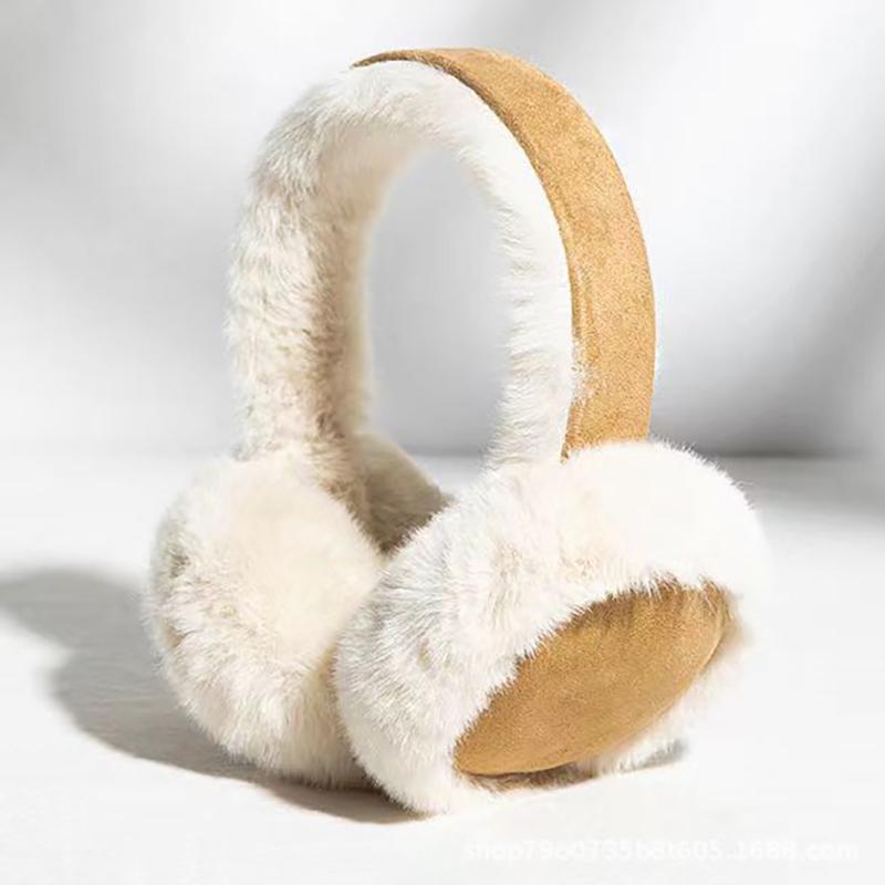 WTEMPO 1PC Maillard Style Warm Plush Earmuffs Cold-proof Windproof Cozy Soft Foldable Comfortable Ear Warmers