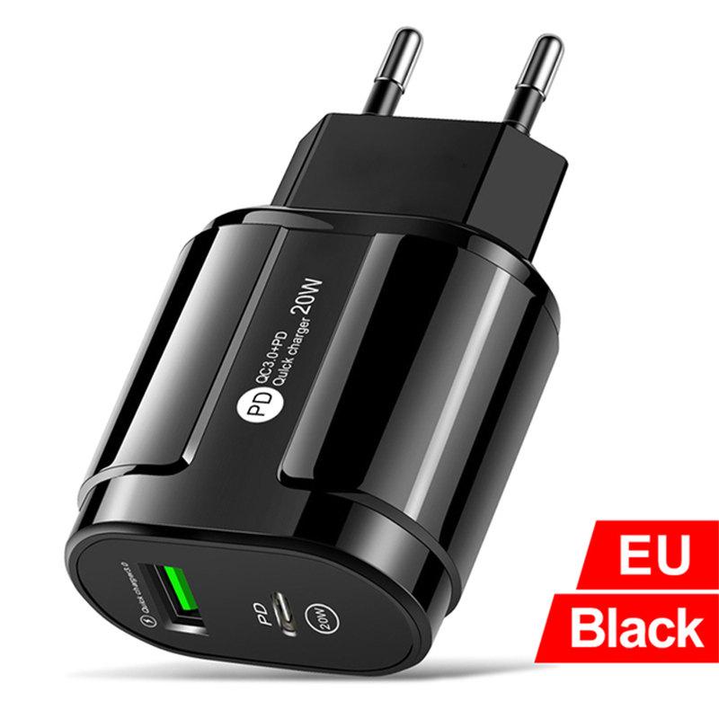 20W PD USB 5V 2A C Зарядное устройство с двумя портами Настенный адаптер для быстрой зарядки телефона Type-C для iPhone 14 13 11 Pro iPad Huawei Xiaomi Samsung