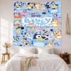 Bluey Custom Your Name Wall Decor Tapestry Art For Pet Memorial Birthdaywedding Party Backdrop Family Gift