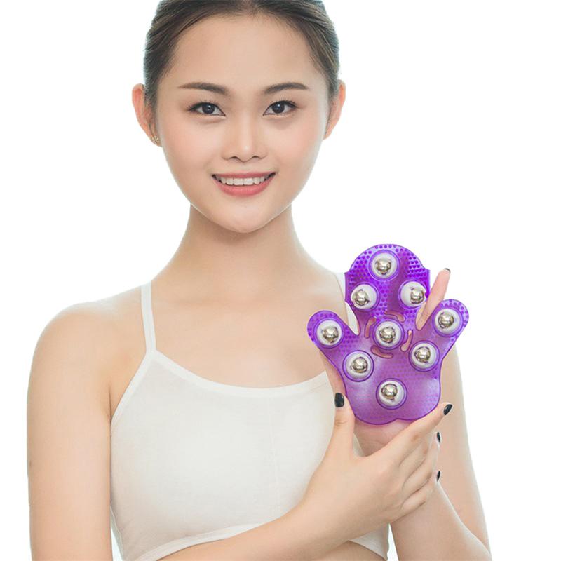 Palm Shaped Massage Glove Body Massager with 9 360 Degree Roller Metal Roller