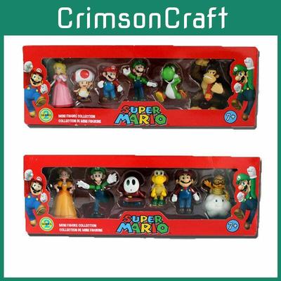 Набор из шести фигурок Супер Марио Брос, включающий Луиджи, Йоши и коллекционные грибы для детей