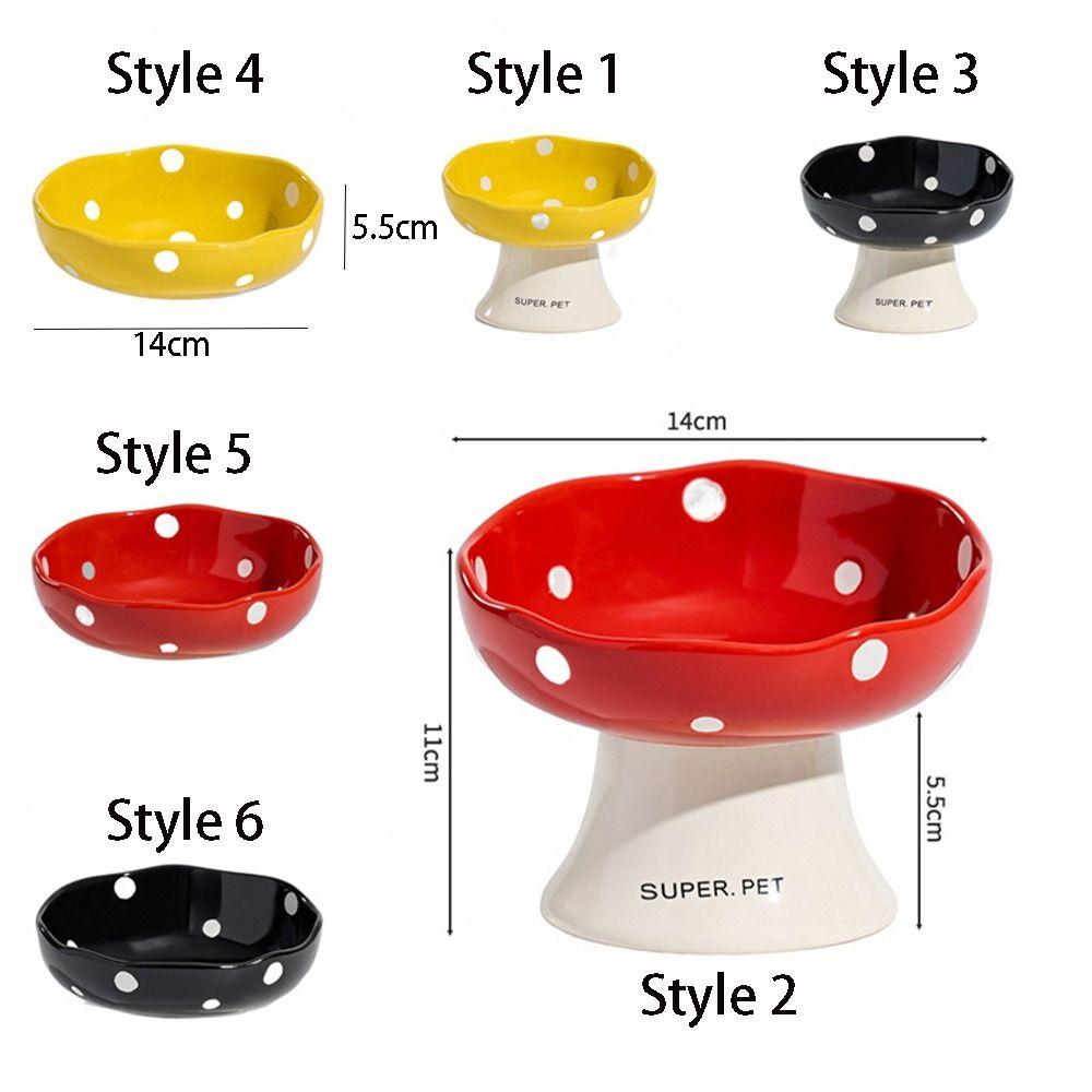 Cute Mushroom Cat Bowl Ceramic Pet Drinking Feeder Dog Food Feeding Basin Neck Protection