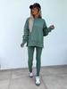 New spring sweater suit women's European and American casual loose long-sleeved round neck split top tight trousers