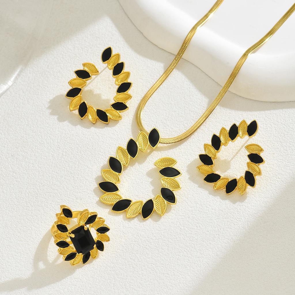 Небольшой, свежий и милый комплект украшений в пасторальном стиле, капающее масло, ожерелье в виде колоса пшеницы, серьги, бижутерия, универсальное кольцо.